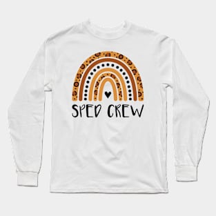 Sped Crew Matching Leopard Rainbow Special Education Teacher Long Sleeve T-Shirt